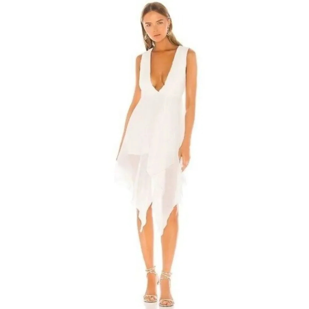 NBD Lexi White Midi Chiffon Dress L
